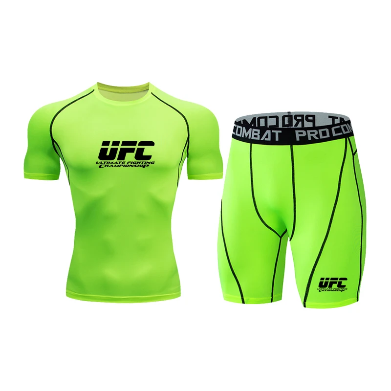 

Men's Running And Jogging Comprehensive Sports T-Shirt Gym Fitness Training 2-Piece Compression Shaping Sweat Wicking Suit