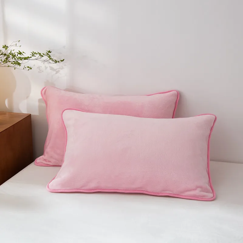 

1/2pc Winter Green Pillowcase 48*74cm Crystal Velvet Flannel Fleece Pillow Cover Soft Warm Solid Grey Blue Pink Home Bedding