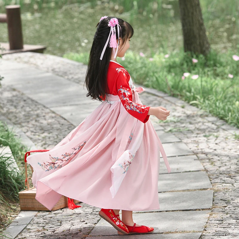 Китайские традиционные студенческие новые детские костюмы Hanfu для девочек юбки