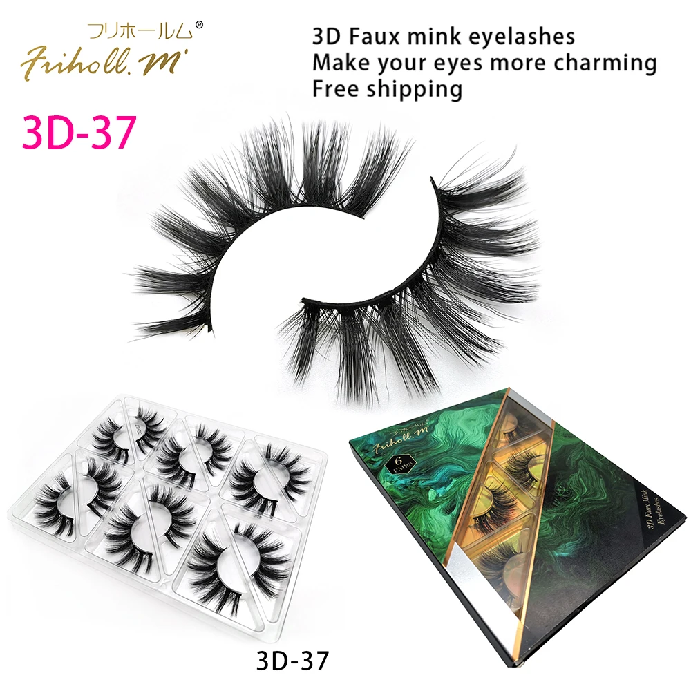 3D-37 Friholl. m шелковые ресницы, 6 пар, натуральные норковые 3d накладные ресницы для наращивания, личная этикетка, 3d синтетические шелковые ресницы - Цвет: 3D-37