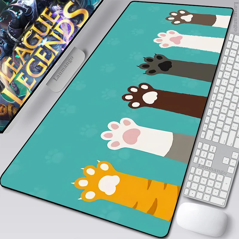 

Large Mouse Pad Pink Cute Cat Paw Gaming Accessories Kawaii Office Computer Keyboard Mousepad XXL PC Gamer Laptop Desk Mat 40x90