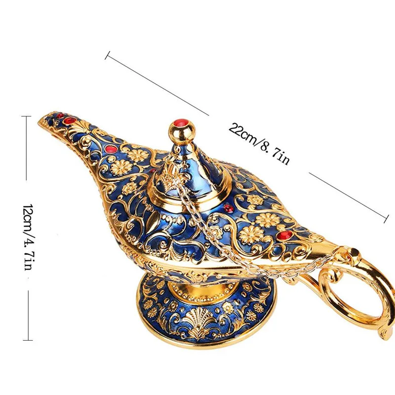 

10 Color Aladdin Magic Lamp Retro Home Decoration Traditional Hollow Fairy Tale Wishing Elf Teapot Handicraft Decoration