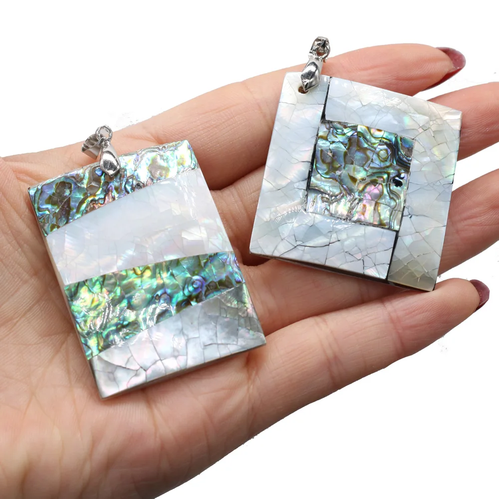 

Natural Shell Pendants Fashion Rectangle Square Pendant for Jewelry Making DIY Necklace Earring Accessories Or Gift For Women