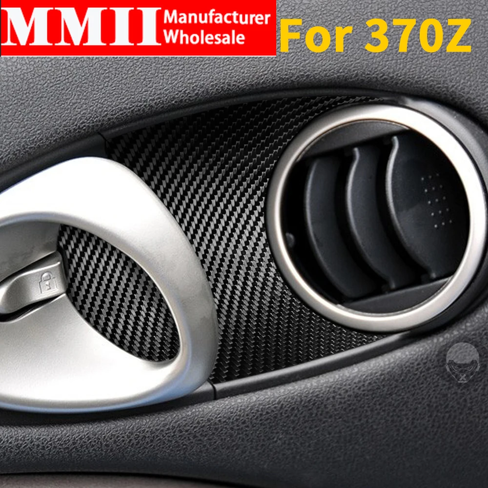 Real Carbon Fiber For Nissan 370Z Z34 Door Bowl Trim Cover Door Handle Barrel Car Stickers Interior Decoration Accessories 2Pcs
