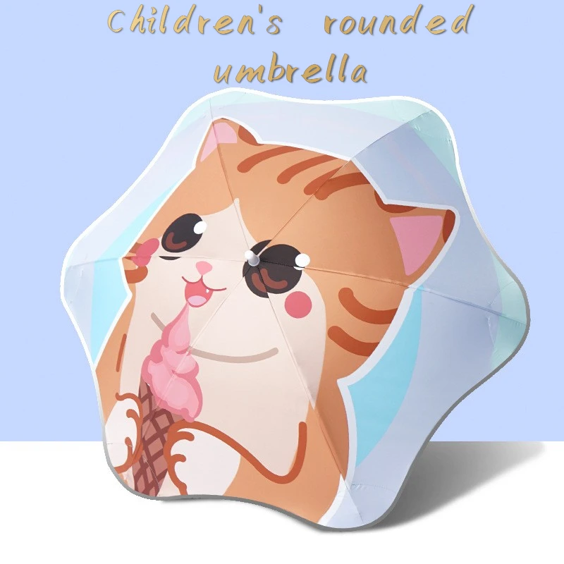 

2021 New Cartoon Children's Umbrella Rounded Corners Anti-pinch Hand Long Handle Umbrella Men And Women Kawaii Children Umbrella