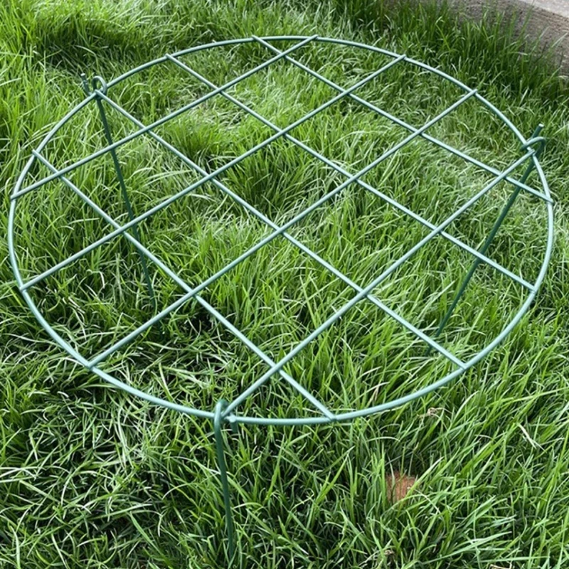 

C5AD Round Plant Support Stand Holder Brace Grow Through Flower Supporter Cage Metal Garden Stake Strawberry Planting Frame Rack