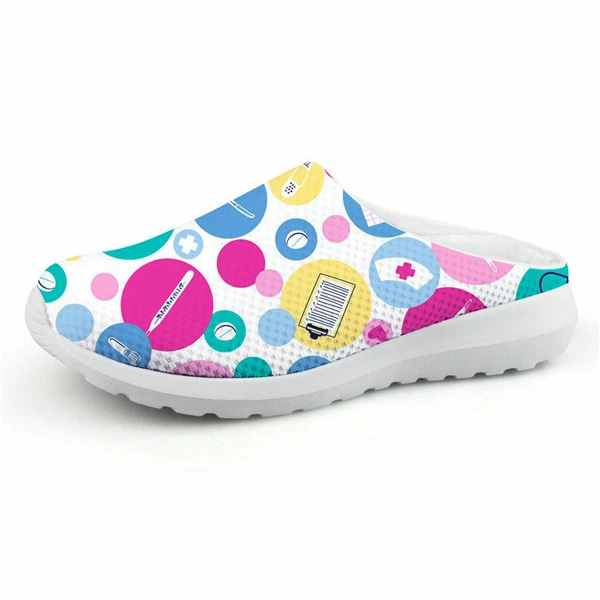H5809CA ELVISWORDS Cartoon Nurse Print Slippers women Cute Medical Doctor Air Mesh Sandals Summer Casual Beach Flat shoes Zapatos Mujer - Цвет: H5809CA