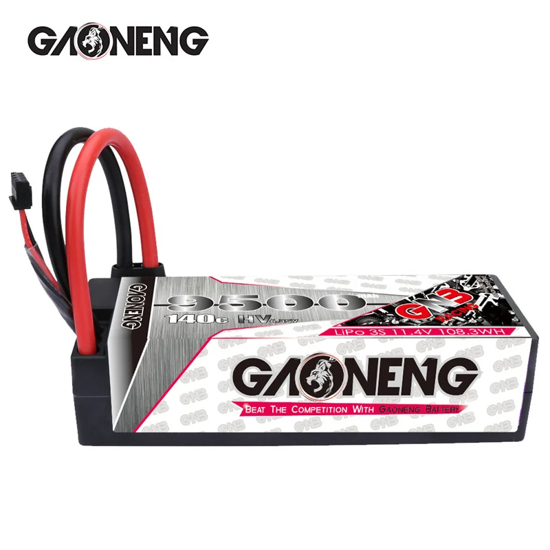 

1-3pcs GNB GAONENG 9500mAh 3S 11.4V 140C Hardcase LiPo LiHV Battery XT90 Connector for 1:8 1/8 RC Car Four Drive Off-Road Boat