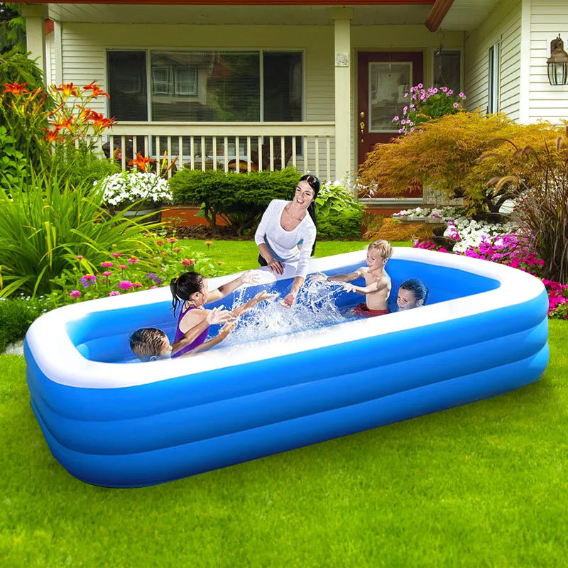 

150-380CM Rectangular Inflatable Swimming Pool Thicken 3 Layers PVC Paddling Pool Bathing Tub Outdoor Summer Pool For Kids