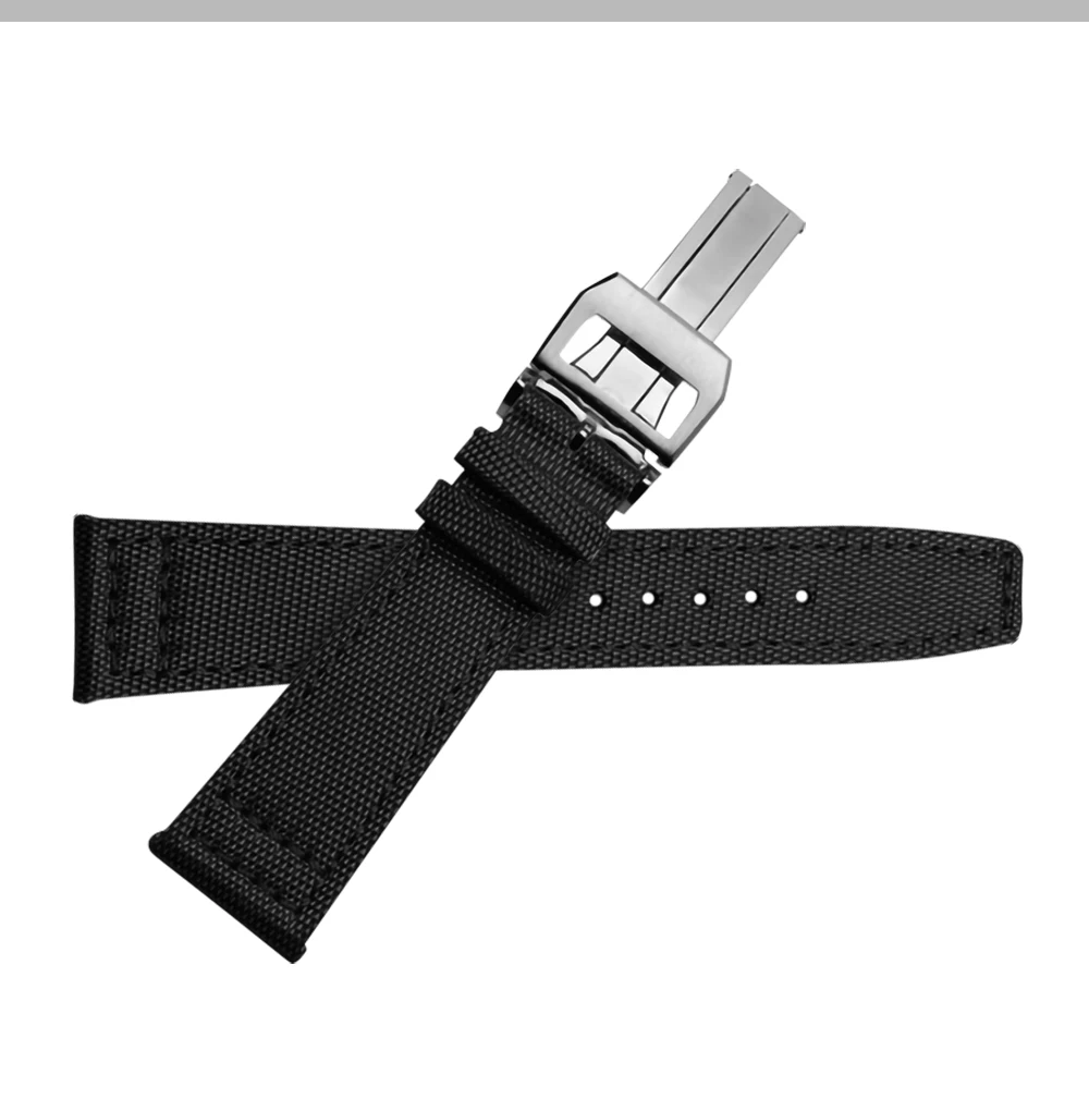

20mm 21mm 22mm Nylon Canvas Fabric Watch Band for Iwc Pilot Spitfire Timezone Top Gun Strap Folding Clasp Belts Wristwatch Strap