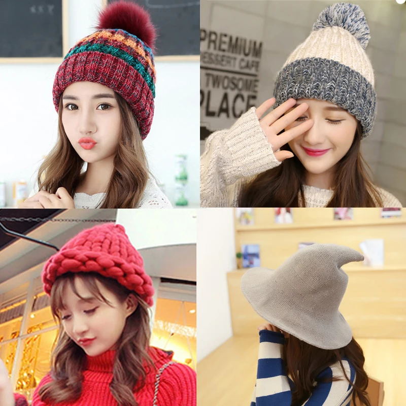 Модная женская Зимняя кепка Skullies Beanies уличная шапка-капот Женская Мягкая вязаная