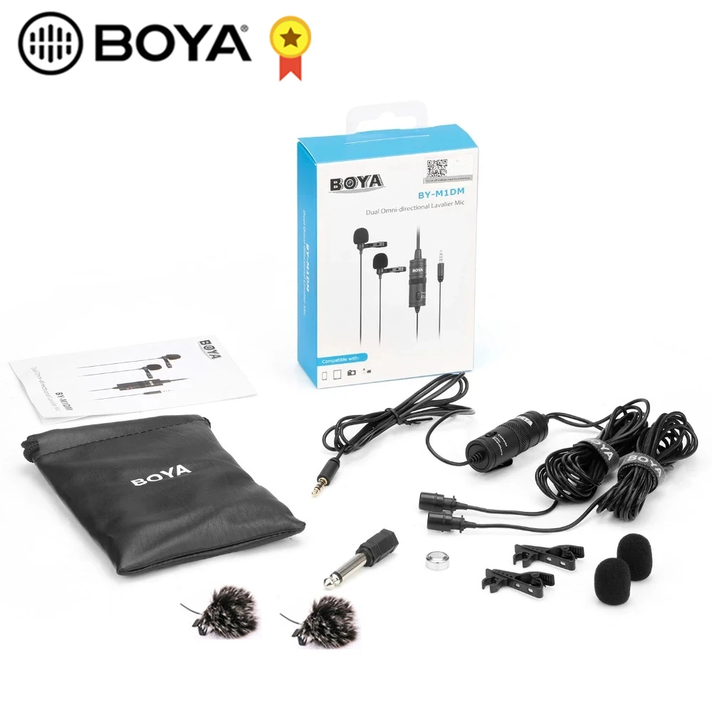 BOYA BY M1DM M1 микрофон с кабелем двумя головками петличный клип для цифровой
