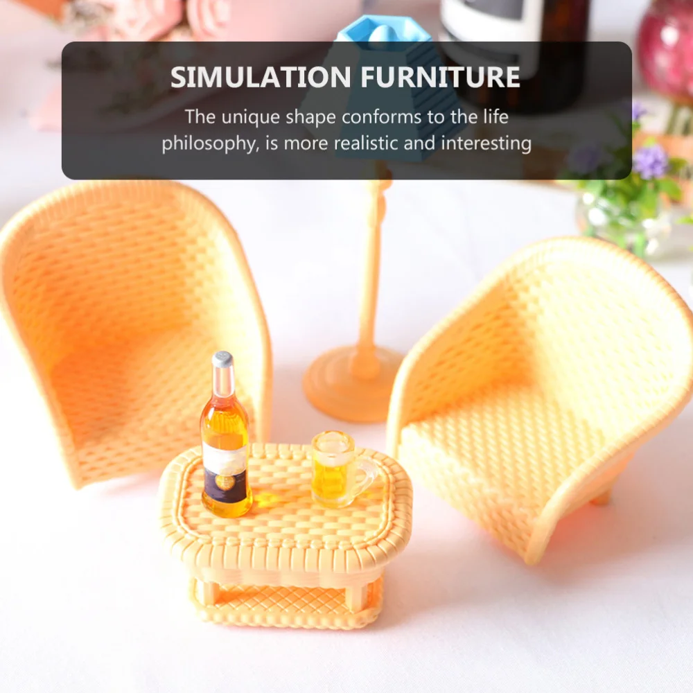 

3pcs Mini House Scene Layout Props Doll House Simulation Furniture Model Decor