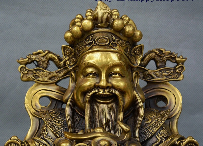 Китайский даосизм Tempal бронзовая медная статуя для денег богатства God монета