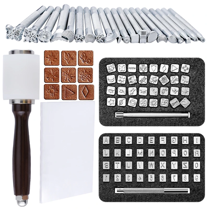 

KAOBUY DIY Leather Carving Stamp Tools Set DIY Manual Leather Craft Stamps Art Pattern Leather Stamping Printing Tools Set