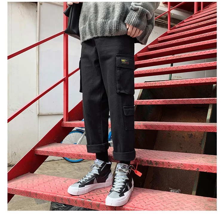 LAPPSTER Men Streetwear Cargo Pants Mens Overalls Hip Hop Joggers Thick Winter Sweatpants Male Harem Fashoins Track Pants