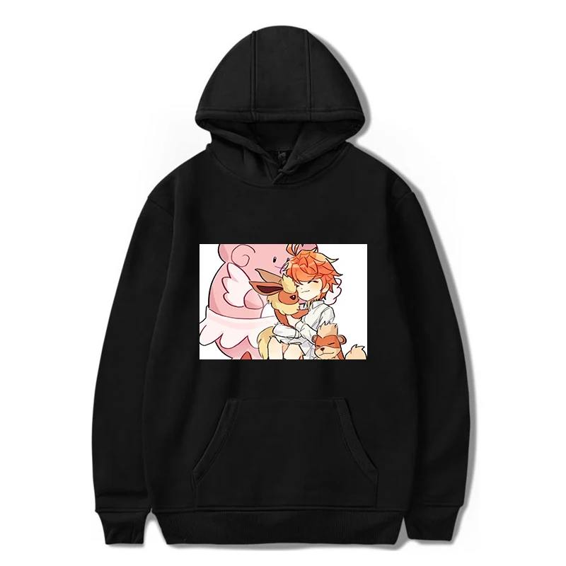 

Promised Neverland Hoodie Winter Warm Unisex Fashion leisure Anime Print Long Sleeve Student Hooded Pullovers Loose Sweatshirts