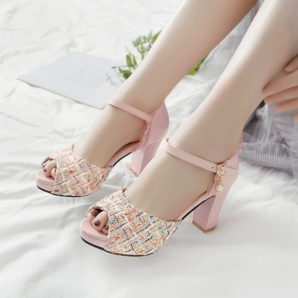 

KARINLUNA 2020 New Hot Sale Ladies Brand mixed-color Sandals Ol Shallow Platform Women Sandals Elegant High Heels Women Shoes