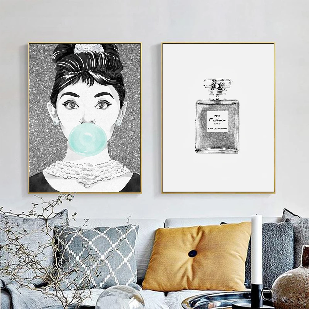 Настенная картина Одри Хепберн из жевательной жвачки модные постеры на холсте