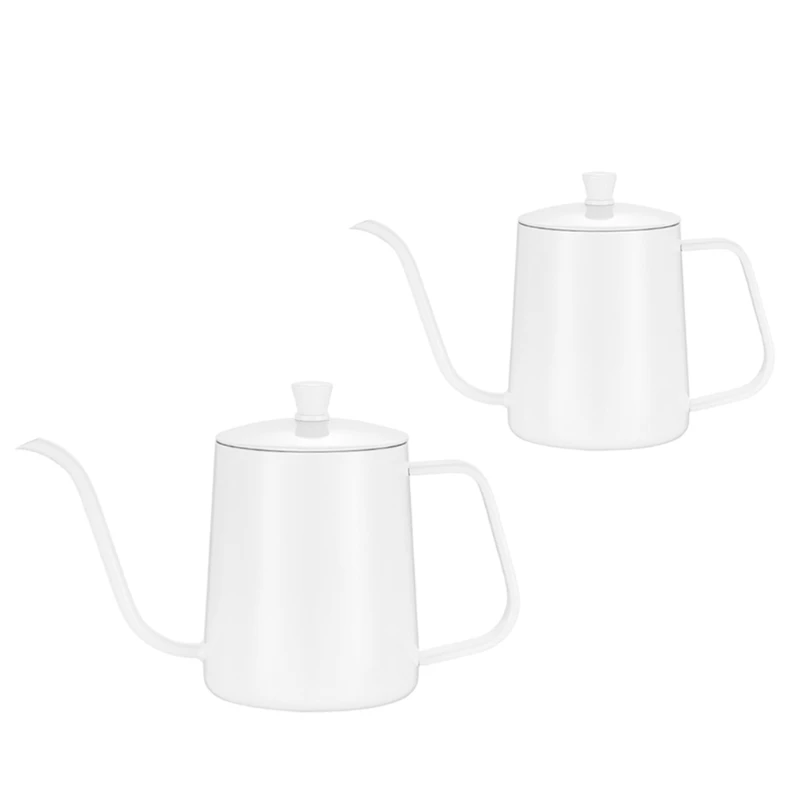 

Белый кофейник из нержавеющей стали с длинным узким носиком