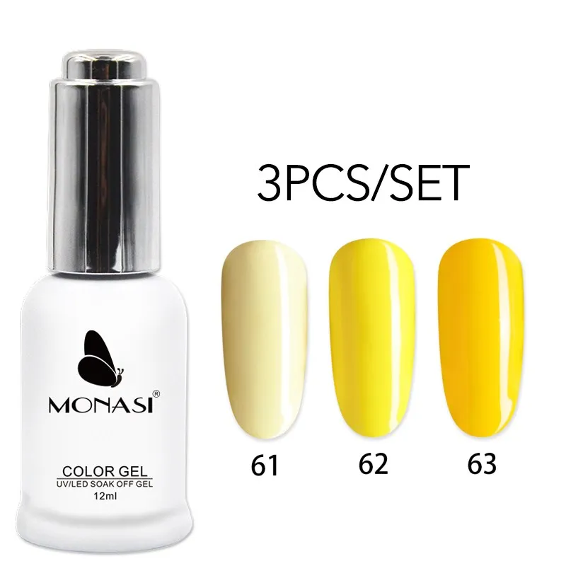 Набор гель лаков MONASI Натуральная Розовая серия 3 цвета дизайн ногтей Отмачивание