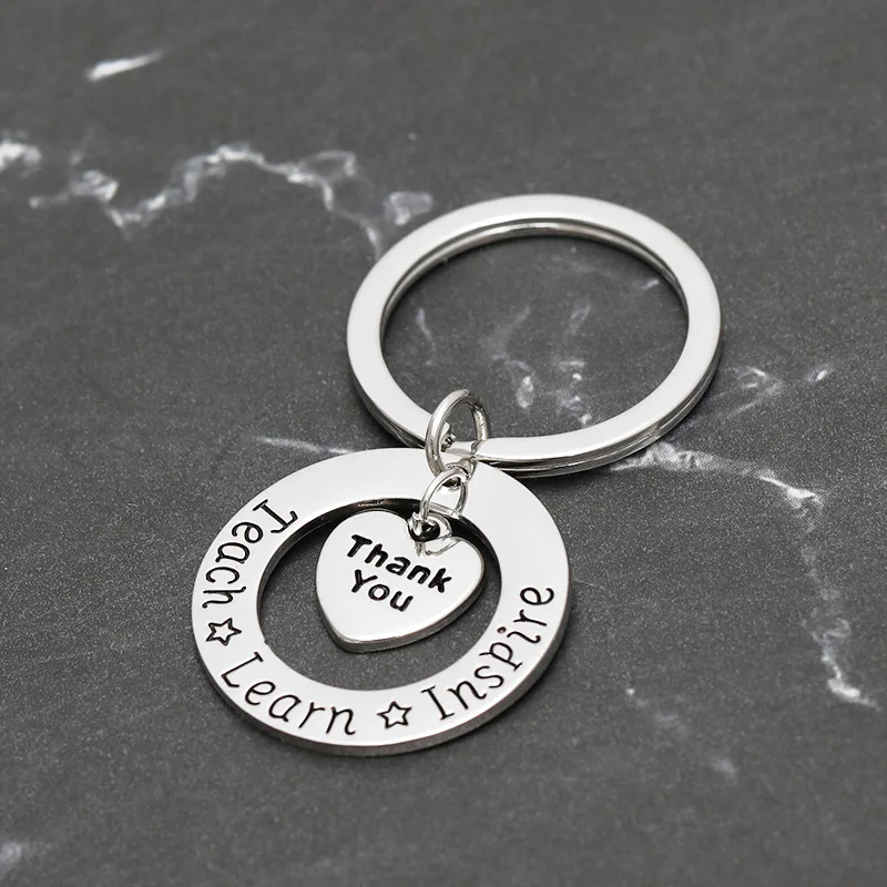 1pc Keychain Thank You Teach Learn Inspire Keyring Key Ring Jewelry For Teachers Day Thanksgiving Gift Hot Sale | Украшения и