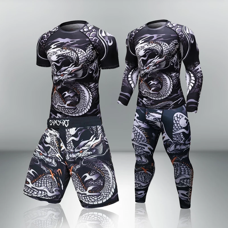 

Brand Men Sport Running Set Compression Sport Shirt+Pants Running Tights Leggings Jogging Fitness Gym Quick drying Suit Clothing