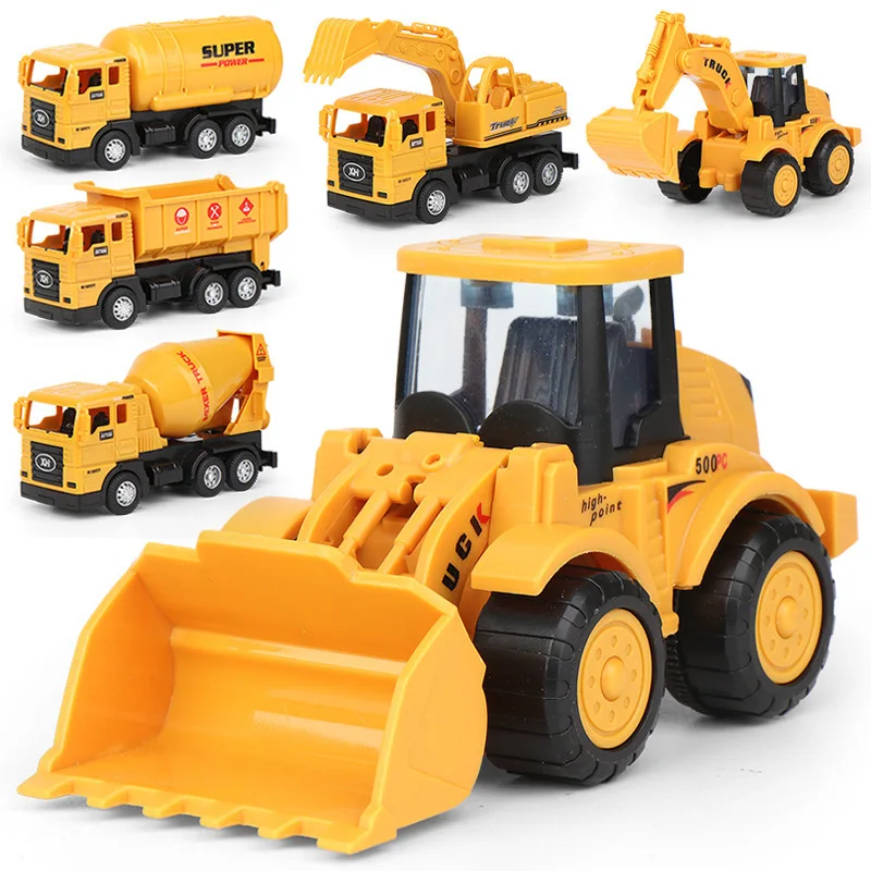Children engineering vehicle set inertia excavator Forklift Road roller Mixer truck Tanker truck toys for kids 2to4 years old