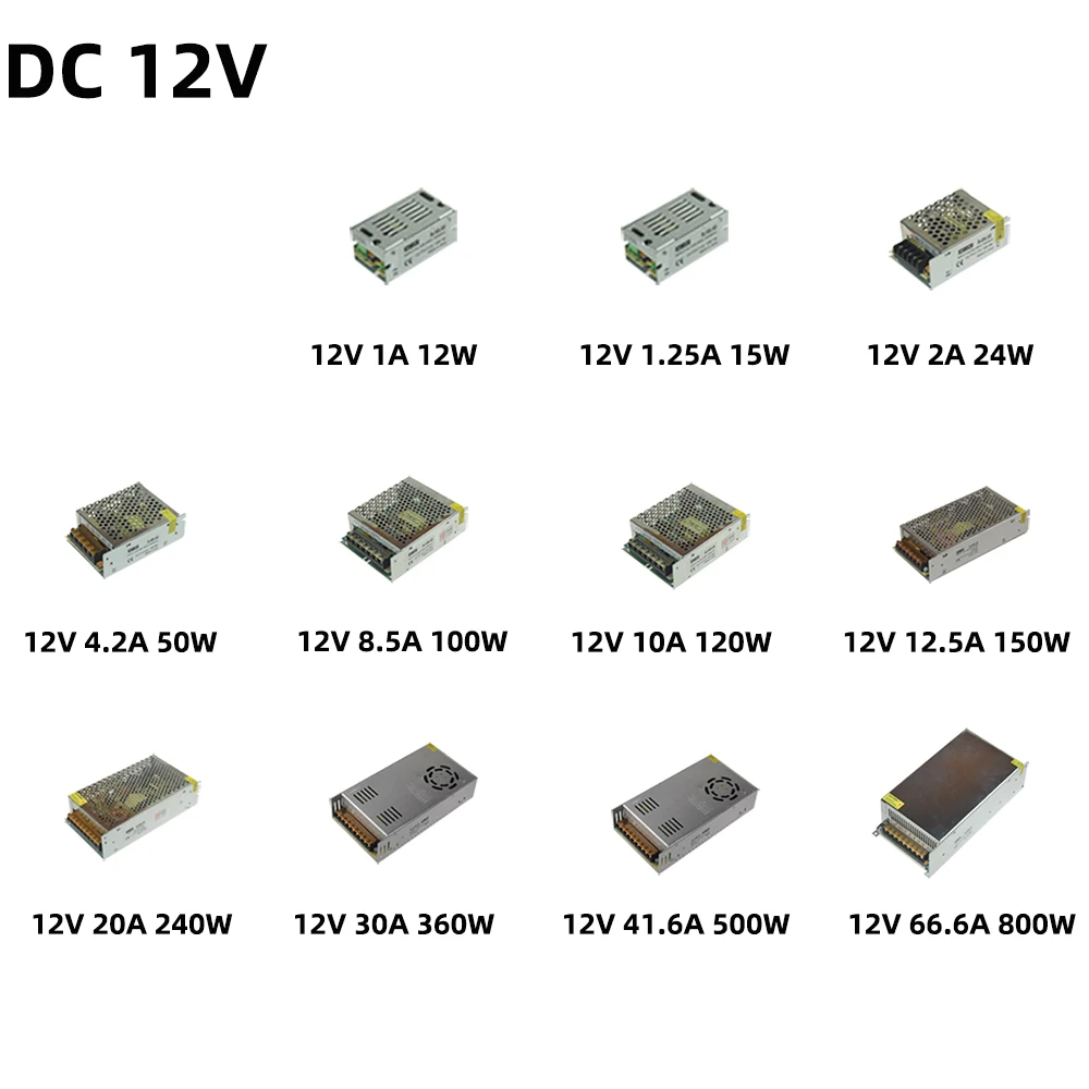 Светодиодный Питание 12v 24v 48v 5v 1a 2a 3a 5a 10a 15a 20a импульсный источник Питание освещение Трансформатор Адаптер Источники питания
