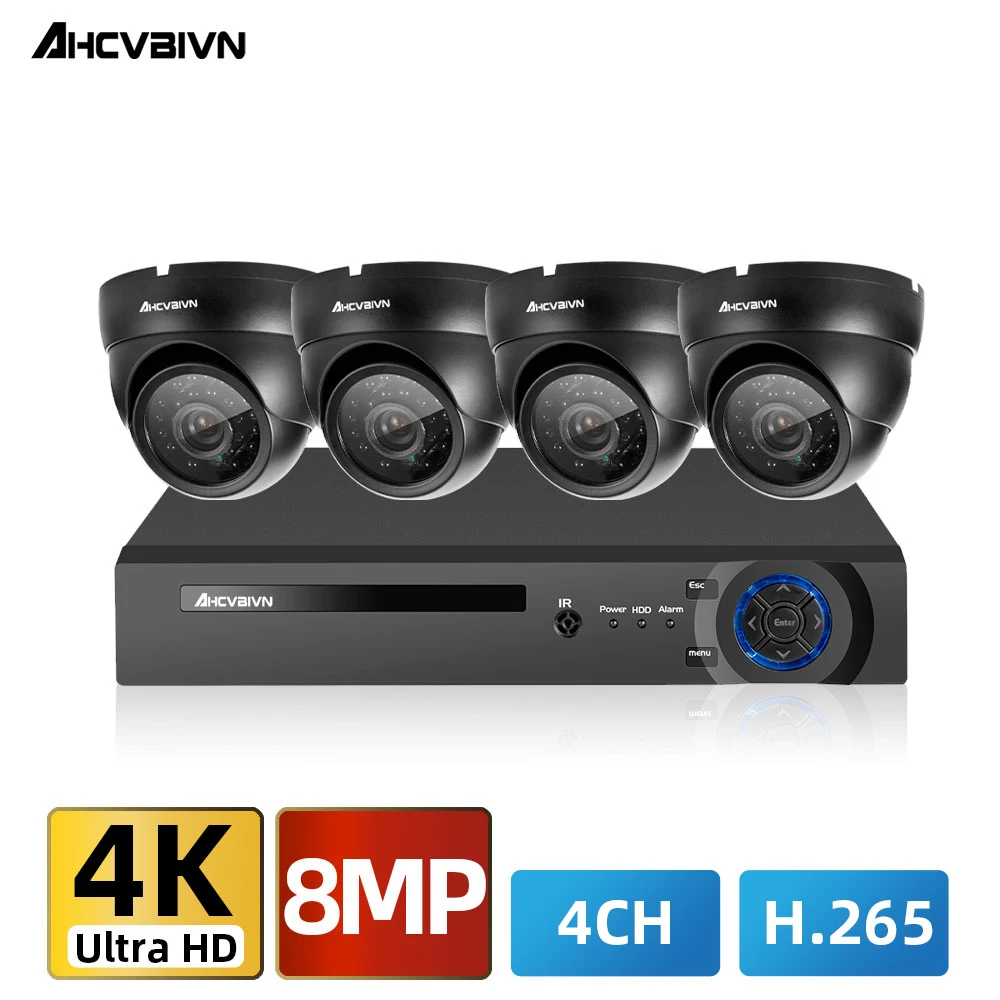 

4K 8MP H.265 4CH AHD TVI видеонаблюдения Системы Cctv набор для ношения в помещении/на открытом воздухе Водонепроницаемый ночного видения безопасности...