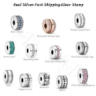 Ювелирные изделия светильник розового цвета со стразами на клипсах из 925 стерлингового серебра сверкающие бусины Подвески Подходит оригинальные браслеты, модные подарки