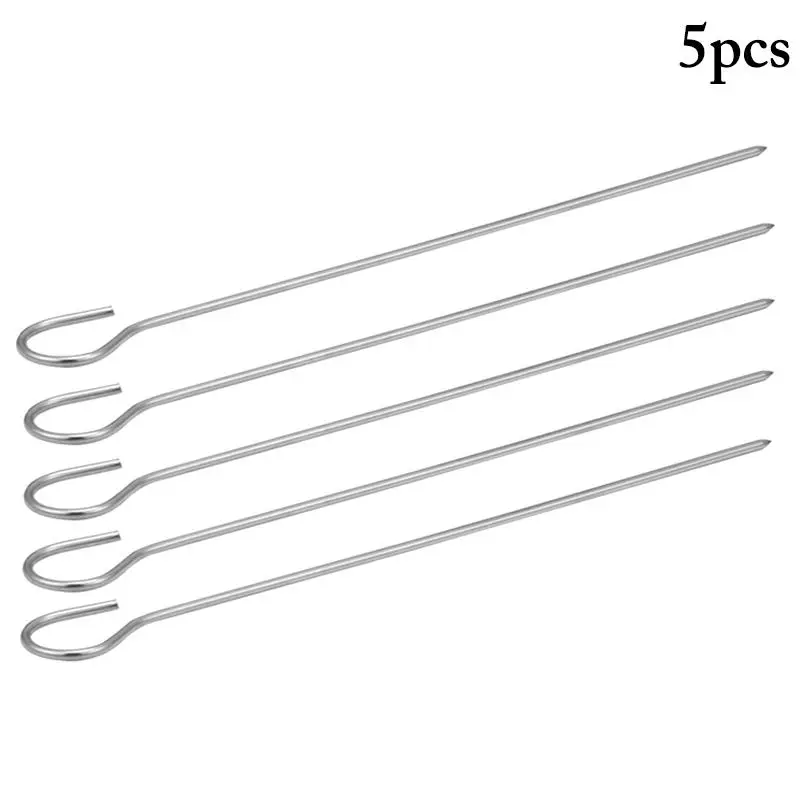 5PCS Stainless Steel Skewers Universal Barbecue Kebab BBQ Camping Flat Forks Outdoor Picnic Tool | Дом и сад
