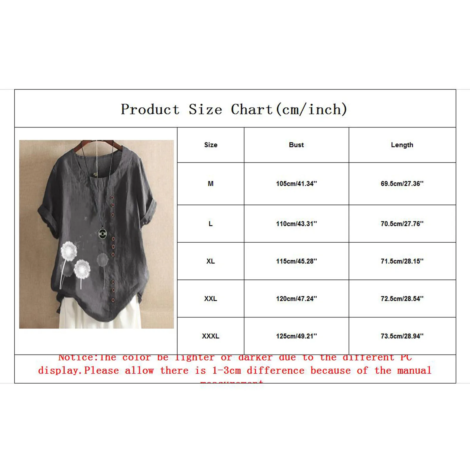

Women Blouses Casual Fashion Printed Round Neck Button Loose Top Ladies Button Cotton Linen Tops blusas camisas de mujer