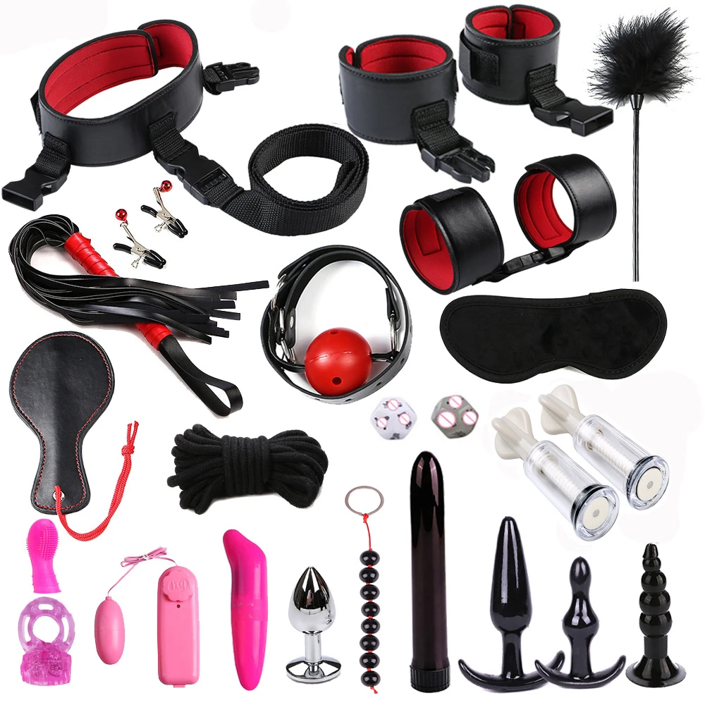 24 шт./компл. эротический комплект взрослые игры Реквизит кожа секс наручники БДСМ
