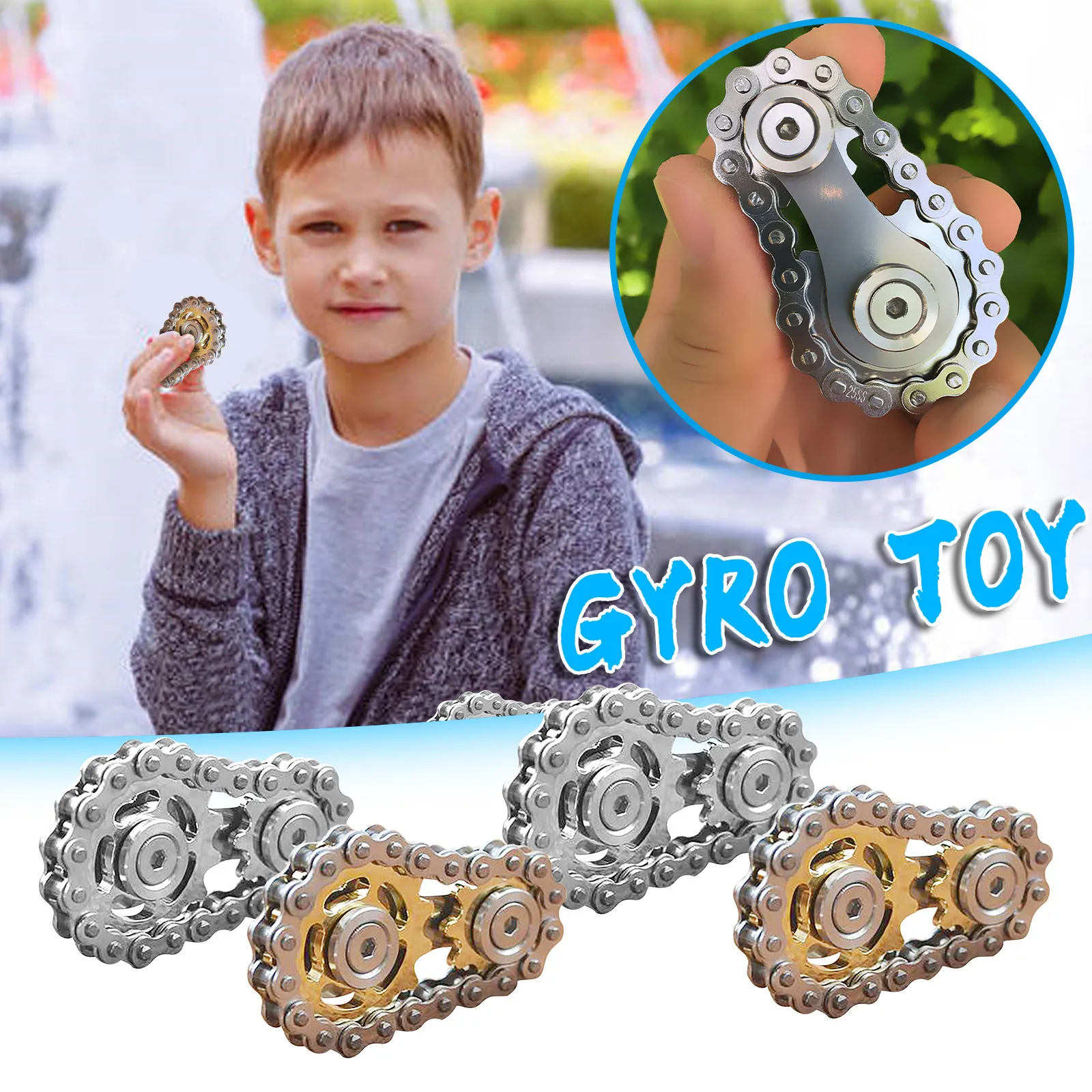 

Flywheel Fingertip Toy Stainless Steel Sprockets Fingertip Gyro Sprocket Chains Metal Toy Gear Gyro Sproket Roadbike Spinner