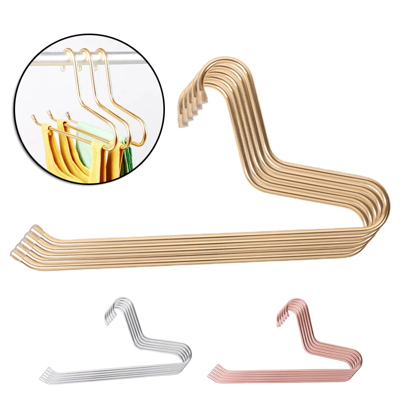 

5PCS/Set Aluminum Alloy Clothes Hangers Single Layer Multi-Purpose Househhold Closet Space Saving Pants Hanger for Trousers Tie