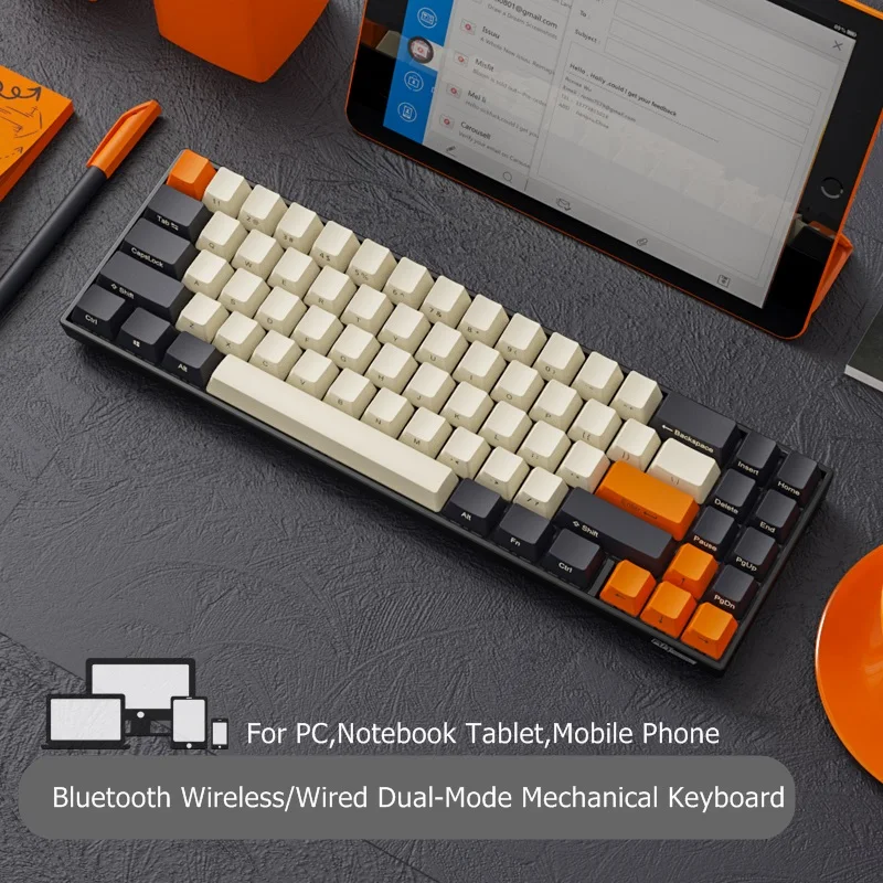 Клавиатура RK836 с 71 клавишей PBT Bluetooth Беспроводная/USB Проводная Механическая