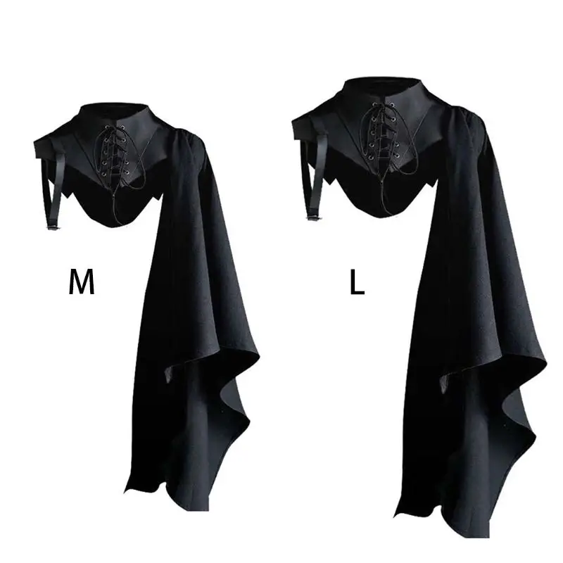 

Medieval Armor Black Cloak Single Shoulder Retro Cape Gothic Punk Lace Up Renaissance Costume Crusader Gear For Adult Men Women