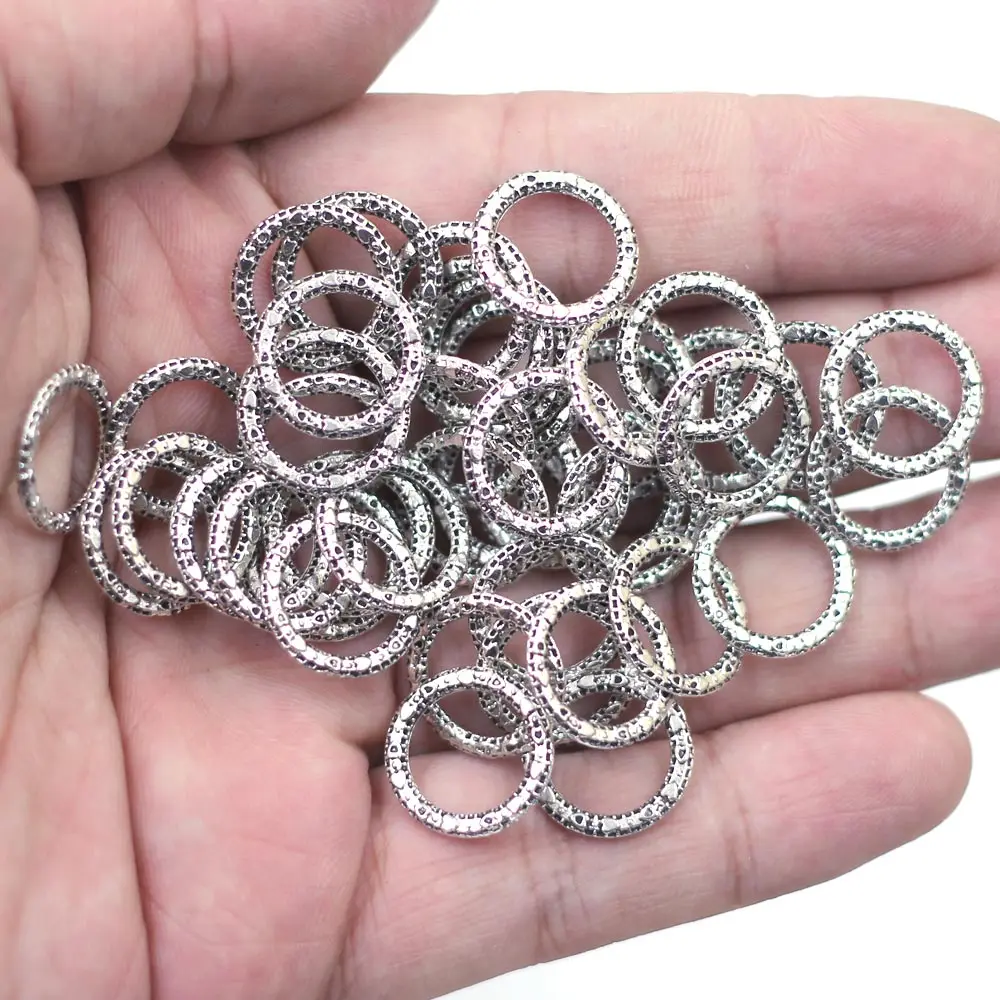 

50Pcs Connector Close Jump Rings Silver Tone Heart Love Metal Fashion Jewelry DIY Making Findings 14mm