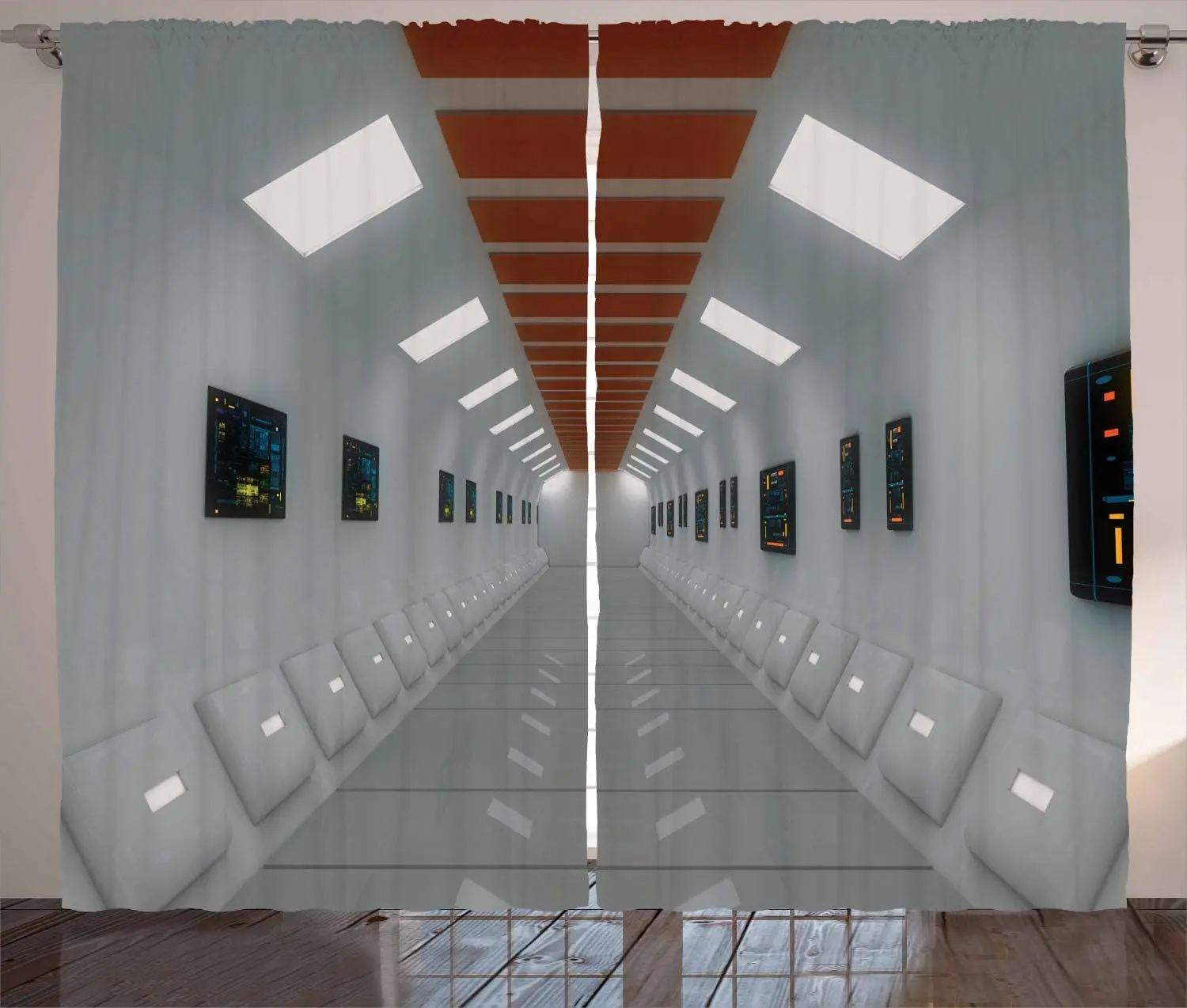 Футуристические оконные шторы космическая станция футуристический коридор НЛО