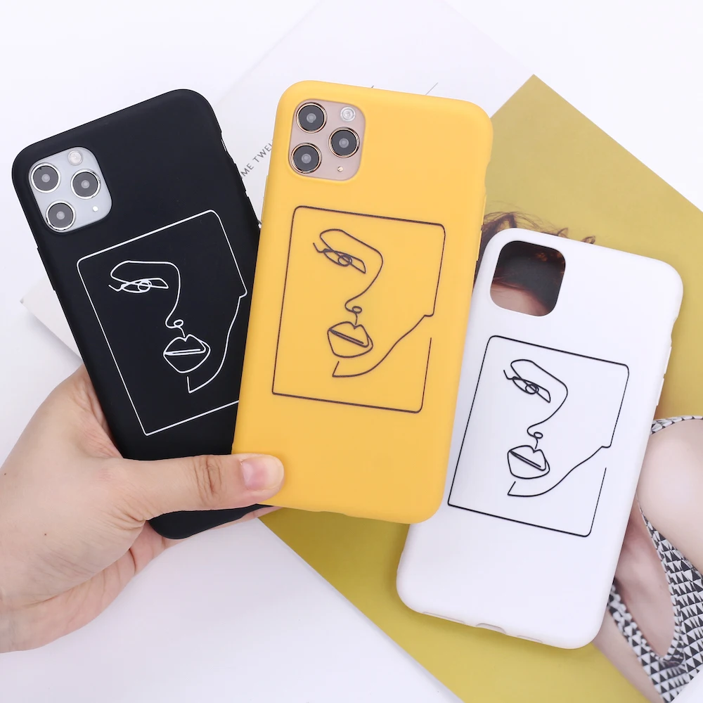 

Elegant Girl Line Portrait Vintage Lover Phone Cover For iPhone 11 Pro Max X XS XR Max 7 8 7Plus 8Plus 12 SE Soft Silicone Case