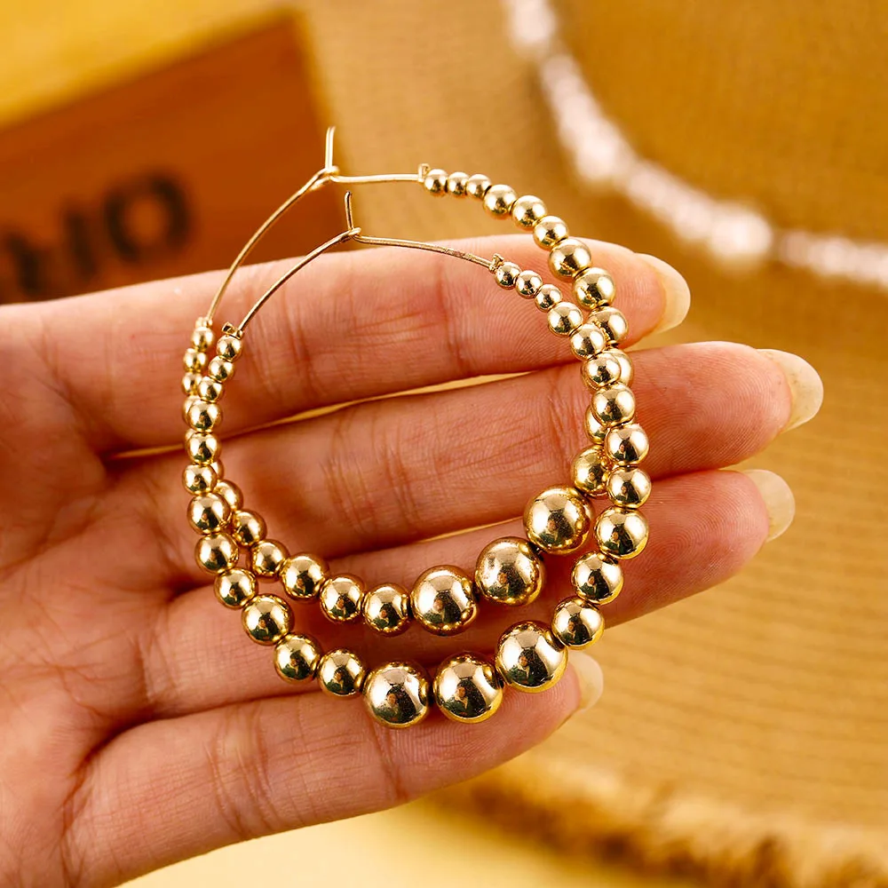 Женские серьги кольца большого размера с искусственным жемчугом|Серьги-кольца| |