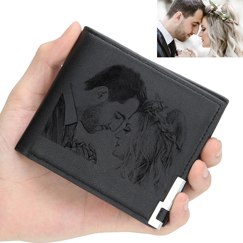 Personalized Credit Card Holder Wallet Men Gifts for Dad/Men/Husband High Quality Bifold Photo Gift Purse Wallets Father's Day