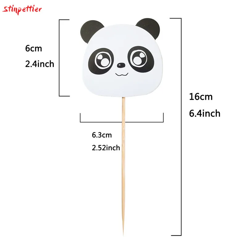 Panda вечерние Одноразовые Набор посуды Милая панда тарелка кружка с ремнем шарики с пандой Детская Игрушка В ванную предметы для украшения дня рождения JL92 - Цвет: 6pcs cake topper