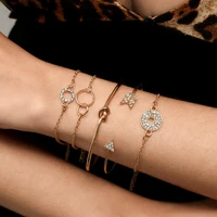 best selling 5 piece bracelet fashion arrow suit charm bracelet women personality trend star circle crystal bracelet bangle