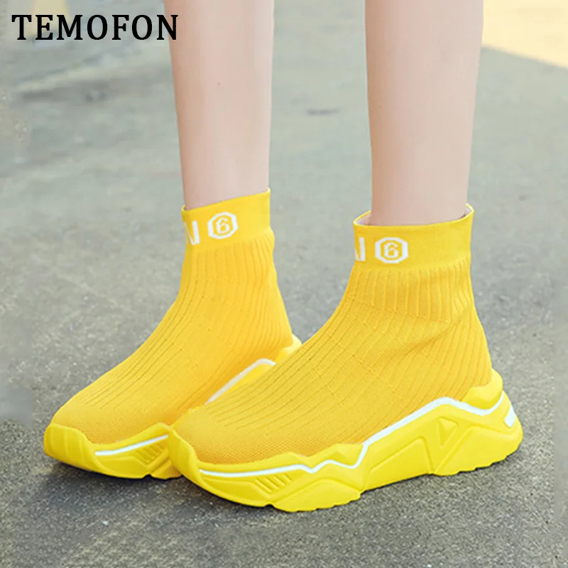 Женские эластичные ботинки-носки на платформе | Обувь