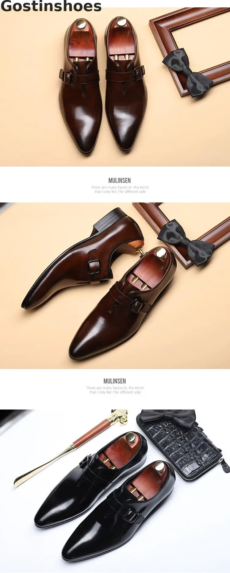 Мужская обувь Мужские модельные туфли из натуральной кожи с острым носком и