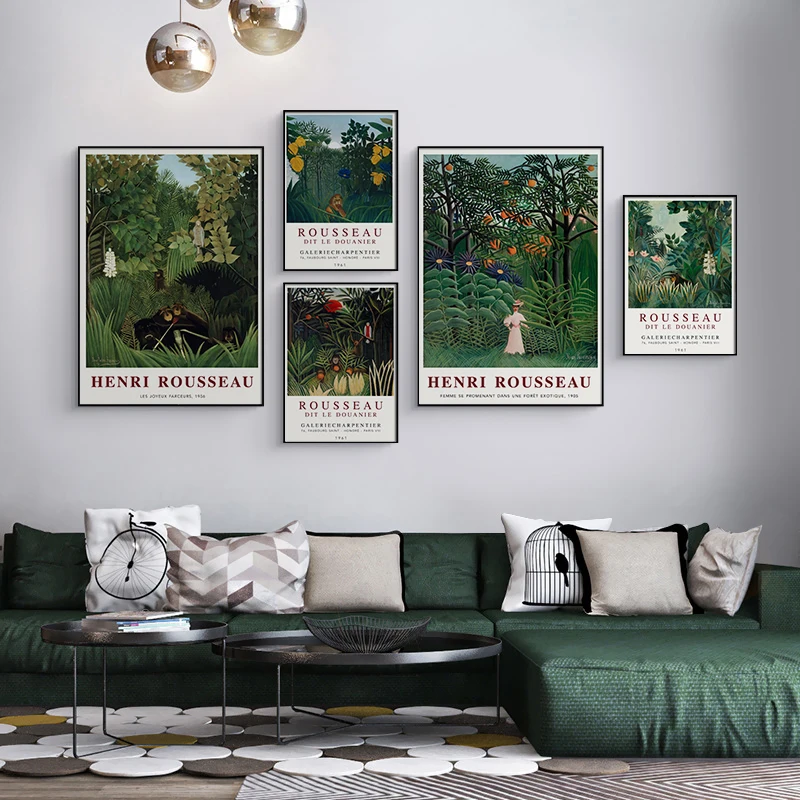 

Henri Rousseau Museum Exhibition Poster Jungle Animal Painting Canvas Print Gallery Wall Art Picture for Living Room Home Decor