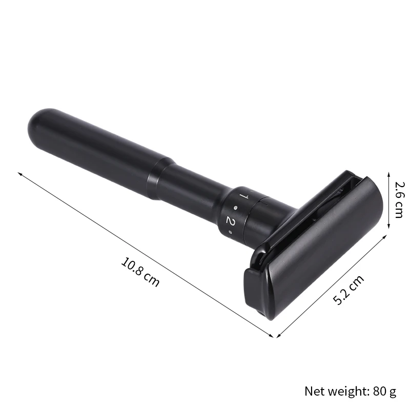 Черный регулируемый безопасный бритвенный станок с двумя краями для мужчин