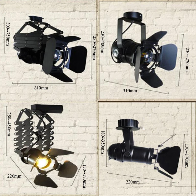 Extensible Painted Rail Lighting Head E27 Base Industrialstyle LED Ceiling Lamp For Accent Task Wall Art Exhibition | Лампы и